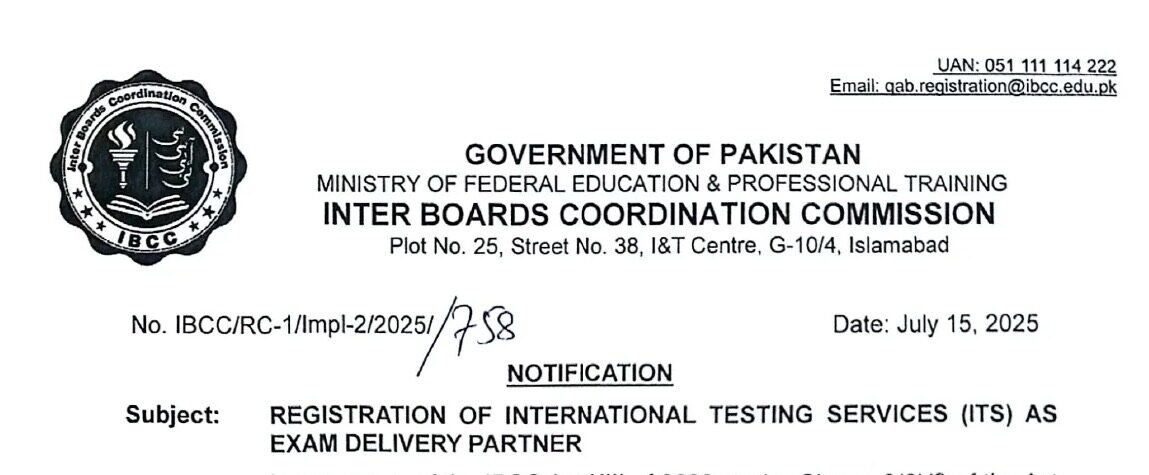 Registration of the International Testing Services as an Exam Delivery Partner